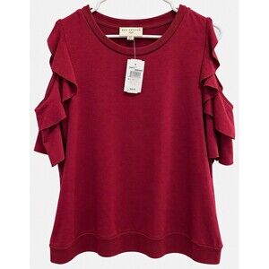 NWT Blu Pepper Plus Burgundy Cold Shoulder Ruffle Sweatshirt Top - Size 2XL